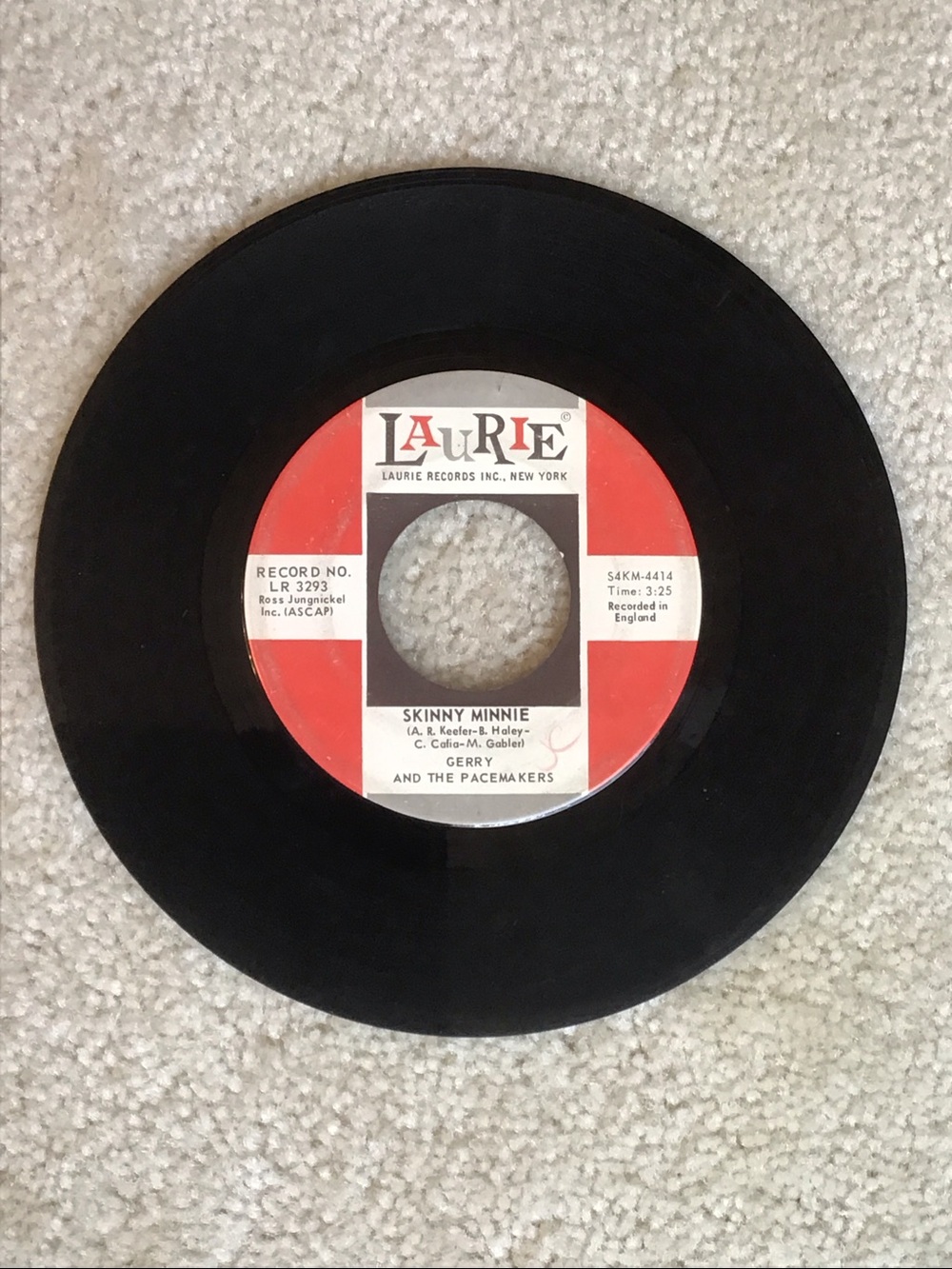 Vintage Gary and the Pacemaker’s 7” Vinyl Record, 1965, Laurie Records